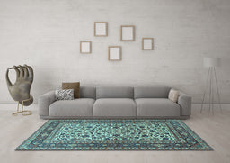 Machine Washable Persian Light Blue Traditional Rug in a Living Room, wshtr4732lblu