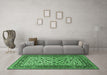 Machine Washable Persian Emerald Green Traditional Area Rugs in a Living Room,, wshtr4732emgrn