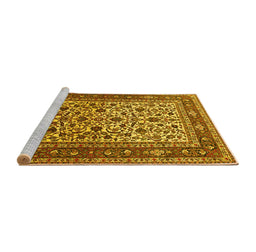 Sideview of Machine Washable Persian Yellow Traditional Rug, wshtr4732yw