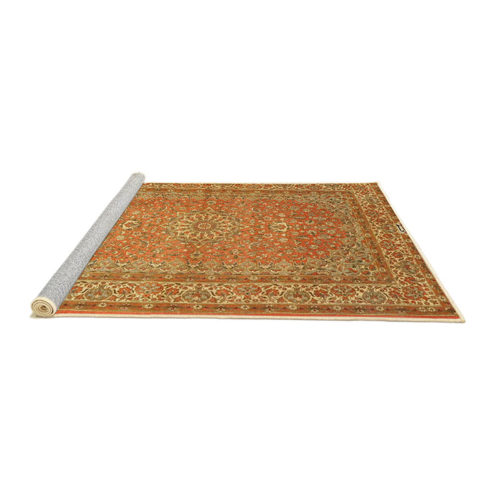 Sideview of Machine Washable Traditional Yellow Rug, wshtr4733
