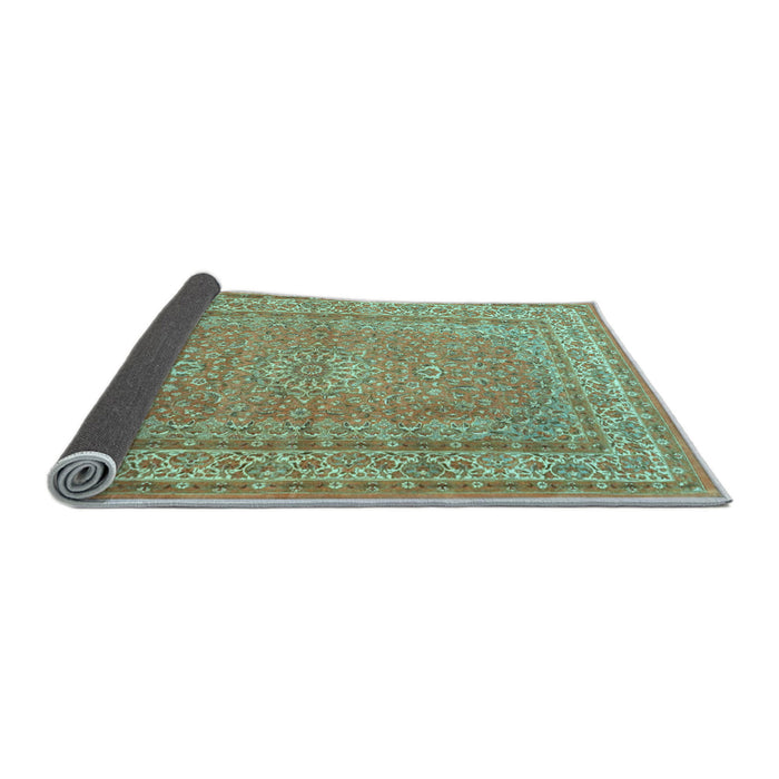 Sideview of Medallion Light Blue Traditional Rug, tr4733lblu