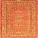 Round Machine Washable Medallion Orange Traditional Area Rugs, wshtr4733org