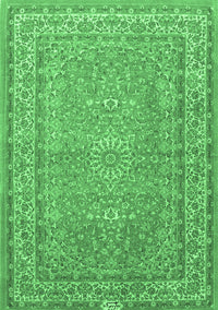 Medallion Emerald Green Traditional Rug, tr4733emgrn