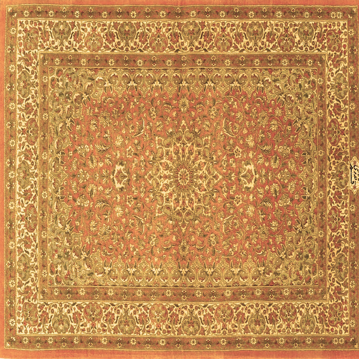 Square Machine Washable Medallion Brown Traditional Rug, wshtr4733brn