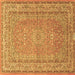 Square Machine Washable Medallion Brown Traditional Rug, wshtr4733brn