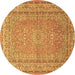 Round Medallion Brown Traditional Rug, tr4733brn