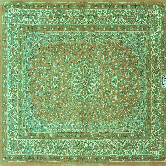 Square Medallion Turquoise Traditional Rug, tr4733turq