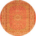 Square Medallion Orange Traditional Rug, tr4733org