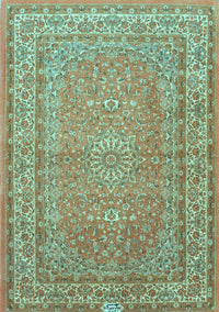 Medallion Light Blue Traditional Rug, tr4733lblu