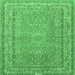 Square Medallion Emerald Green Traditional Rug, tr4733emgrn