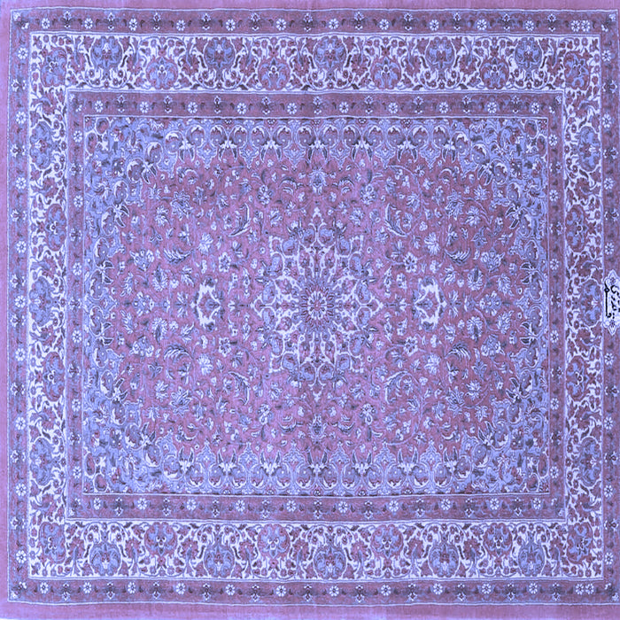 Square Machine Washable Medallion Blue Traditional Rug, wshtr4733blu