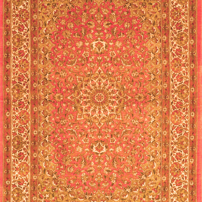 Serging Thickness of Machine Washable Medallion Orange Traditional Area Rugs, wshtr4733org