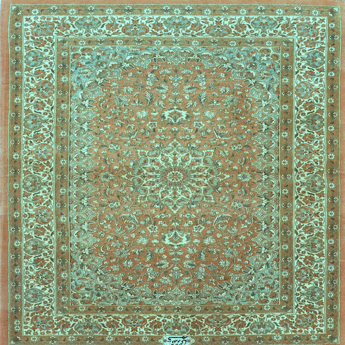Square Medallion Light Blue Traditional Rug, tr4733lblu