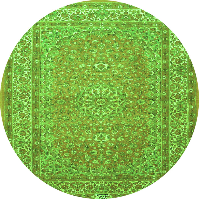 Square Medallion Green Traditional Rug, tr4733grn