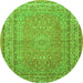 Square Medallion Green Traditional Rug, tr4733grn