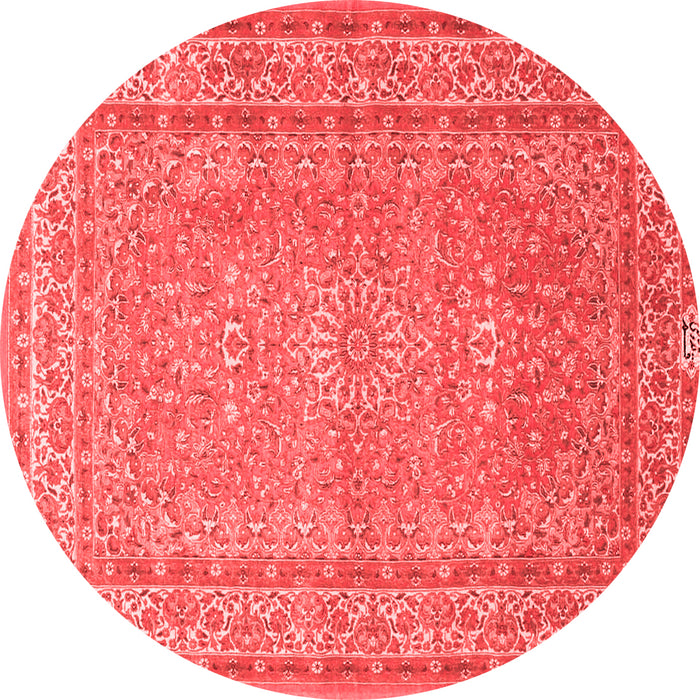 Machine Washable Medallion Red Traditional Rug, wshtr4733red