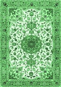 Medallion Emerald Green Traditional Rug, tr4734emgrn