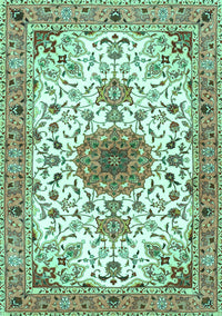 Medallion Turquoise Traditional Rug, tr4734turq