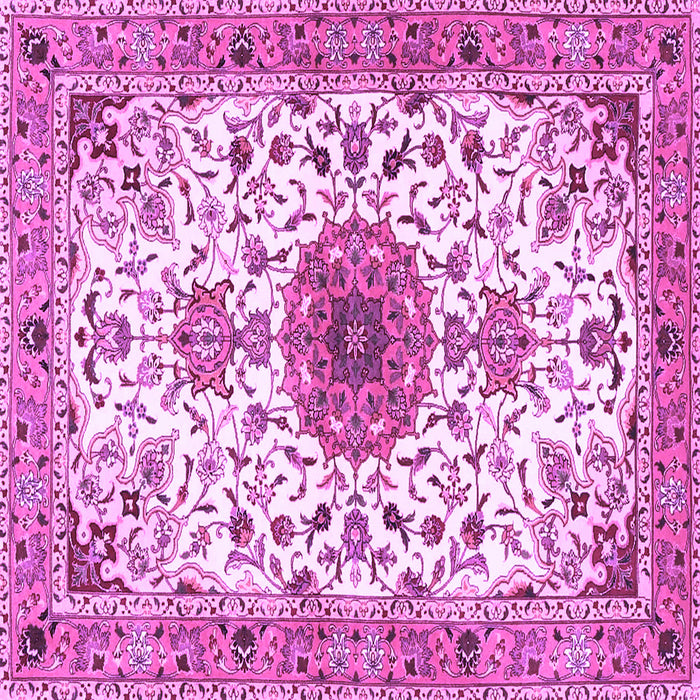 Square Machine Washable Medallion Purple Traditional Area Rugs, wshtr4734pur