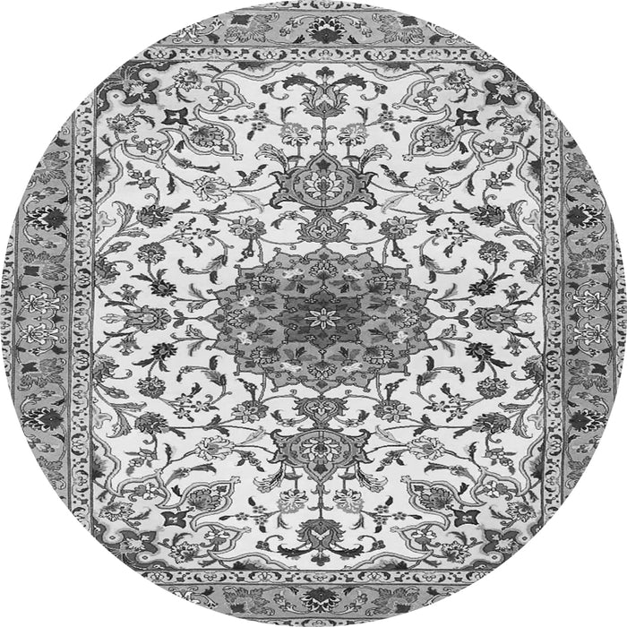 Machine Washable Medallion Gray Traditional Rug, wshtr4734gry