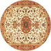 Round Medallion Brown Traditional Rug, tr4734brn