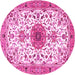 Round Medallion Pink Traditional Rug, tr4734pnk