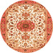 Machine Washable Medallion Orange Traditional Area Rugs, wshtr4734org