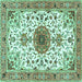 Square Medallion Turquoise Traditional Rug, tr4734turq