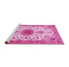 Sideview of Machine Washable Medallion Pink Traditional Rug, wshtr4734pnk