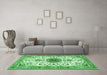 Machine Washable Medallion Emerald Green Traditional Area Rugs in a Living Room,, wshtr4734emgrn