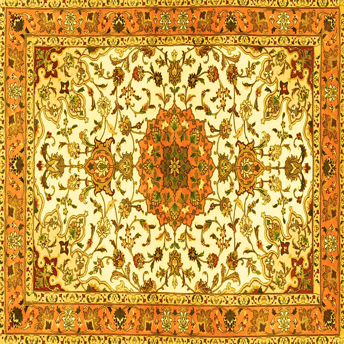 Square Medallion Yellow Traditional Rug, tr4734yw