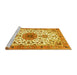 Sideview of Machine Washable Medallion Yellow Traditional Rug, wshtr4734yw