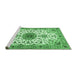 Sideview of Machine Washable Medallion Emerald Green Traditional Area Rugs, wshtr4734emgrn