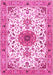 Machine Washable Medallion Pink Traditional Rug, wshtr4734pnk