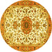 Round Medallion Yellow Traditional Rug, tr4734yw