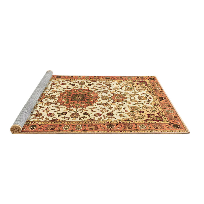 Sideview of Machine Washable Medallion Brown Traditional Rug, wshtr4734brn