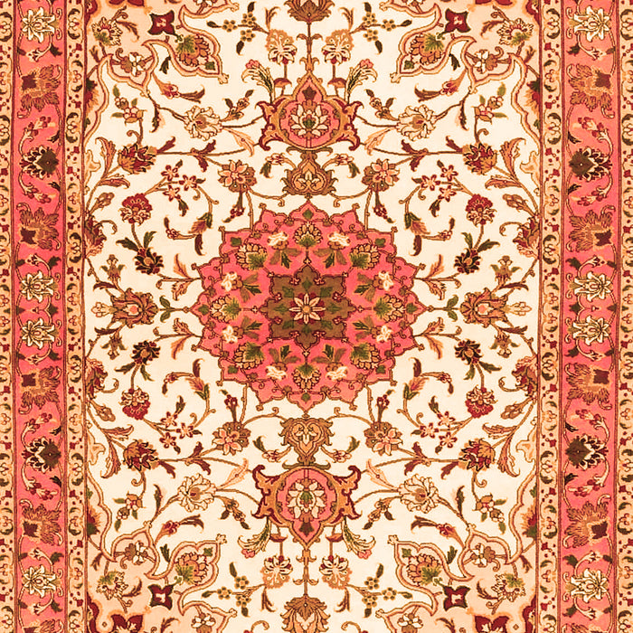 Serging Thickness of Machine Washable Medallion Orange Traditional Area Rugs, wshtr4734org