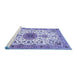 Sideview of Machine Washable Medallion Blue Traditional Rug, wshtr4734blu