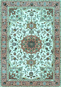 Medallion Light Blue Traditional Rug, tr4734lblu