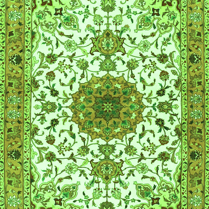 Serging Thickness of Machine Washable Medallion Green Traditional Area Rugs, wshtr4734grn