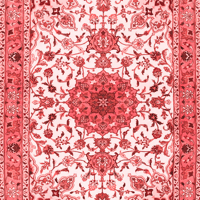 Machine Washable Medallion Red Traditional Rug, wshtr4734red