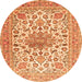 Machine Washable Medallion Orange Traditional Area Rugs, wshtr4735org