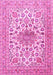 Machine Washable Medallion Pink Traditional Rug, wshtr4735pnk