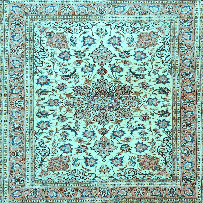 Square Medallion Light Blue Traditional Rug, tr4735lblu