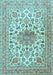 Machine Washable Medallion Light Blue Traditional Rug, wshtr4735lblu