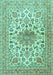 Machine Washable Medallion Turquoise Traditional Area Rugs, wshtr4735turq