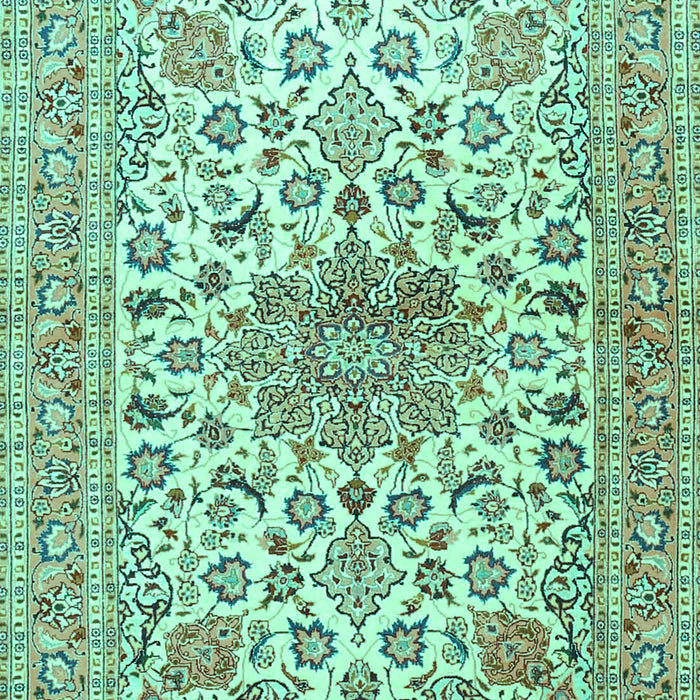 Machine Washable Medallion Turquoise Traditional Area Rugs, wshtr4735turq
