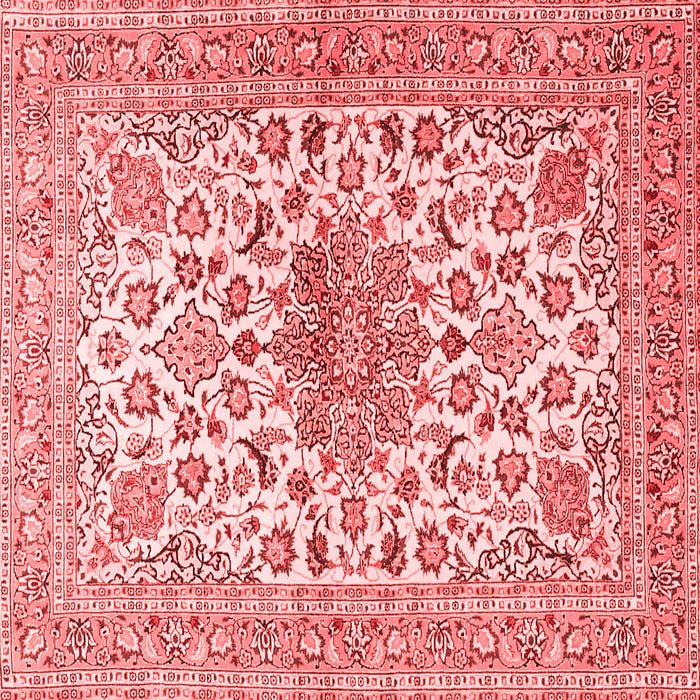 Machine Washable Medallion Red Traditional Rug, wshtr4735red