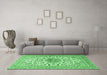 Machine Washable Medallion Emerald Green Traditional Area Rugs in a Living Room,, wshtr4735emgrn