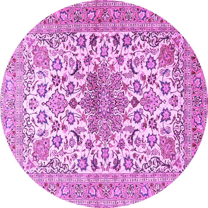Round Medallion Purple Traditional Rug, tr4735pur